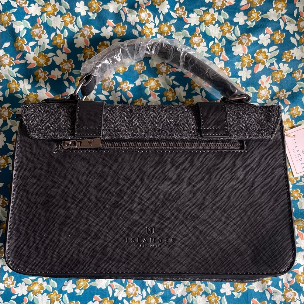 Harris Tweed Irish/Scottish Black and Gray Crossbody Bag - Picture 8 of 8